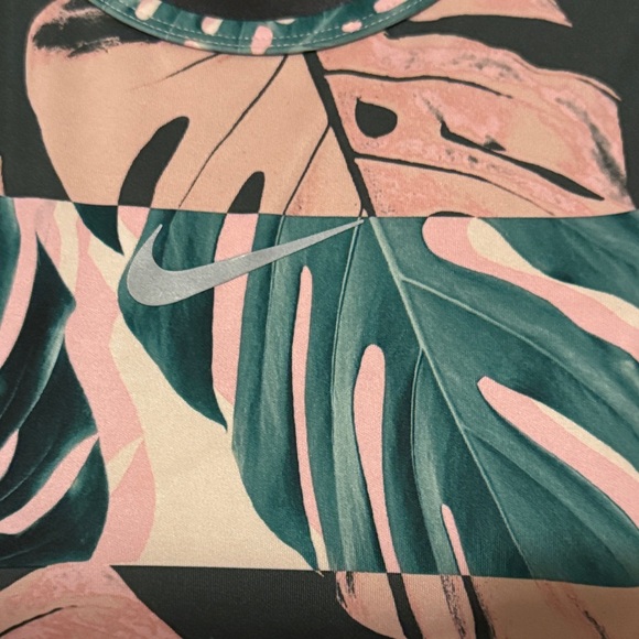 Nike Pink and Green Leaf Print Crop Top - Picture 3 of 4